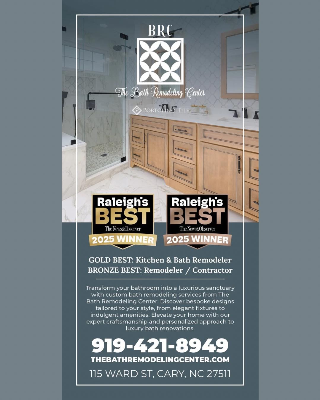 The Bath Remodeling Center recognized with Gold and Bronze Raleigh's Best Awards